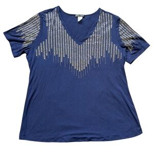 VENUS Blue Tee with Silver Details